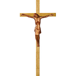 Cristo moderno ROMA en cruz de roble